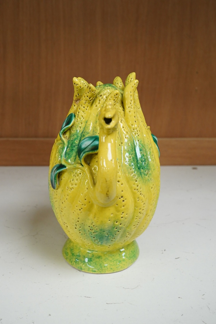 A Chinese 'Cadogan' teapot, the spout in the form of a bird, 17cm high